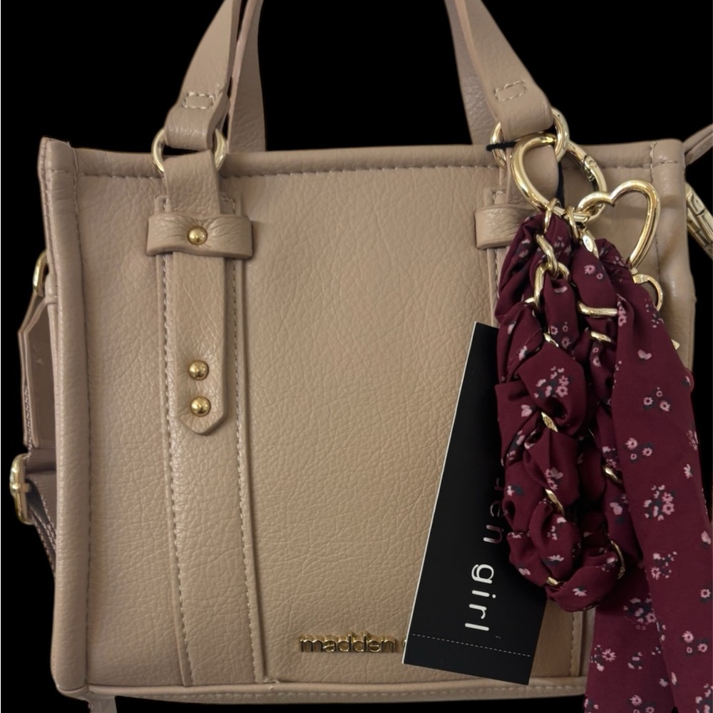 ❤️NEW LISTING NWT Madden Girl Mini Tote Cream Satchel with Gold Accents - Picture 3 of 5